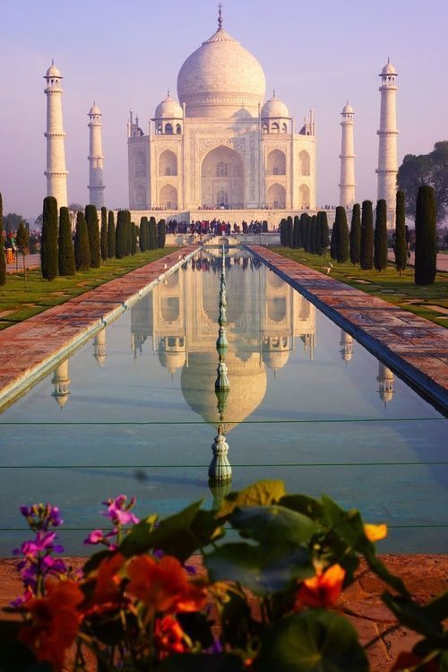 Taj Mahal reflected in its pool, Agra
